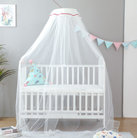 Grande moustiquaire pliable en polyester à impression numérique pour lit de bébé ou berceau, avec support et dôme de protection