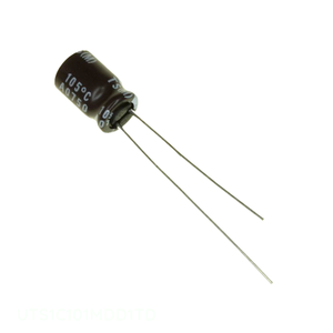 ตัวเก็บประจุแบบ Through Hole ยี่ห้อ Manufacturer Channel รุ่น 100 uF CAP ALUM 100UF 20% 16V RADIAL TH UTS1C101MDD1TD - Product Image 1