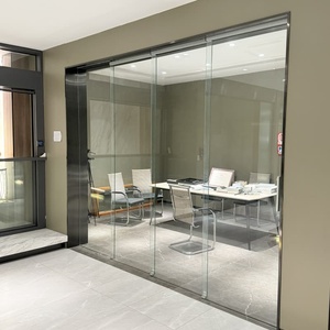 Sistema Moderno di <span class=keywords><strong>Porte</strong></span> <span class=keywords><strong>Scorrevoli</strong></span> in Vetro Senza Telaio con Chiusura Automatica per Interni, Cucina, Camera da Letto, Ufficio - Product Image 4