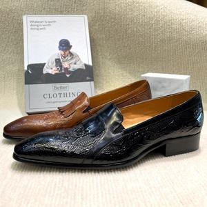 Mocasines de Cuero Vacuno Personalizados, Formales, Casuales, con Diseño Geométrico, para Hombre - Product Image 1