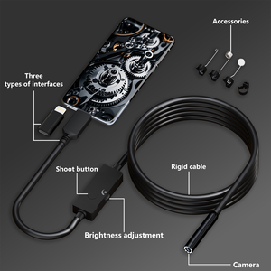 Caméra endoscopique avec lumière, outils de boroscope HD 1920P avec 8 lumières LED réglables, caméra endoscopique semi-rigide pour téléphone IP67 - Product Image 5