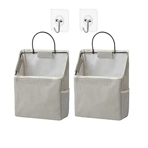 Lot de 2 sacs de rangement suspendus, sac de rangement suspendu avec crochet collant, organisateur mural pour dortoir salle de bain chambre cuisine