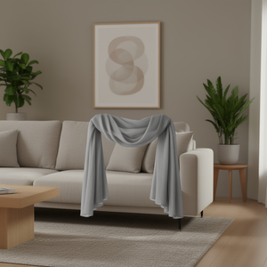 Sciarpa Rettangolare in Tessuto Solido Effetto Stropicciato, Minimalista, per Decorazione d'Interni - Product Image 2