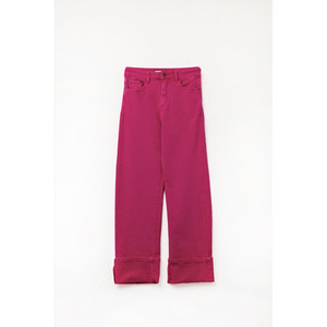 Pantalon droit à ourlet court en magenta - Product Image 1