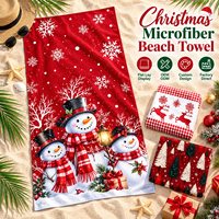 Serviette de plage en microfibre personnalisée pour Noël, OEM ODM, serviette de vacances imprimée, séchage rapide, douce, légère, directement de l'usine
