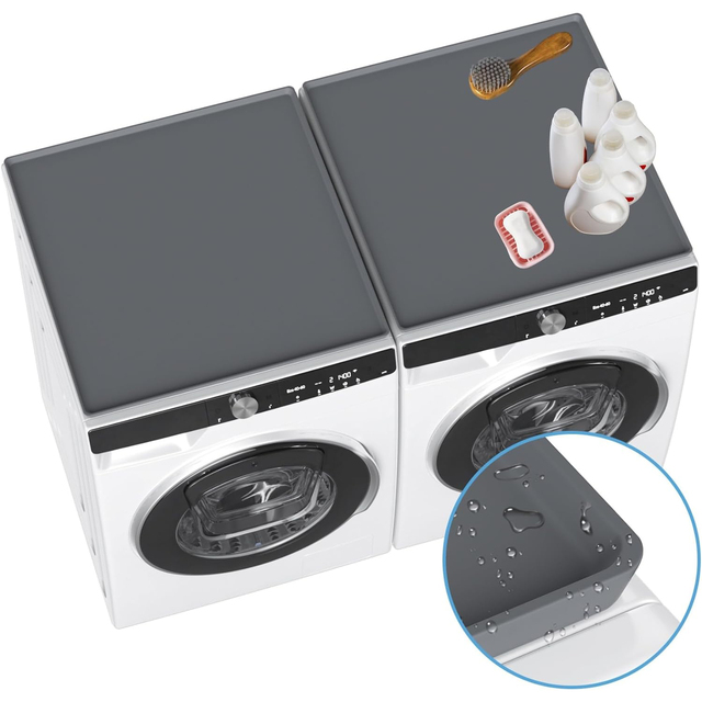 23.6" X 23.6" Anti-Slip Rectangle Silicone Rubber Mat Washer Dryer Protective Cover for Washing Machine