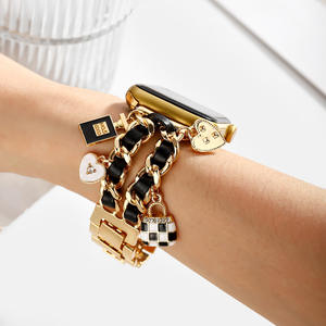 Cowboy Denim chaîne breloques en métal femmes Style cuir tressé bracelet bracelet de remplacement pendentifs uniques pour IWatch 11 Ultra 3 - Product Image 4