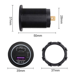 Cargador de Coche 12V 24V con Interruptor On/Off Carga Rápida Puerto Dual USB Tipo C PD QC3.0 - Product Image 2