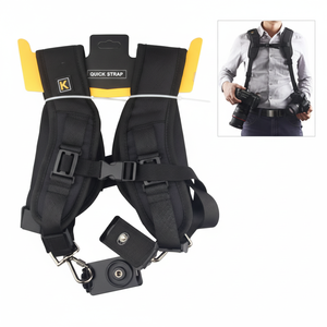 Sangle de photographie professionnelle en nylon de 5 cm pour appareils photo reflex numériques K&F Concept Double Camera Harness - Product Image 1