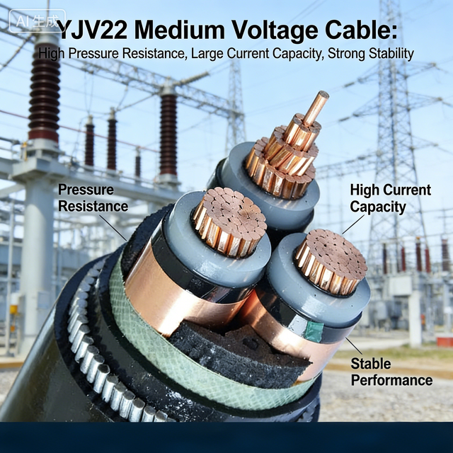 High Quality Copper Conductor YJV22 High Voltage Xlpe Insulated Power Cables for Industrial Power Transmission