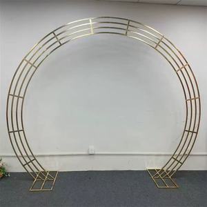 Arche de mariage en métal doré/argenté de grande taille, accessoires semi-circulaires en fer, toile de fond de mariage en plein air, décoration de scène organisée - Product Image 5