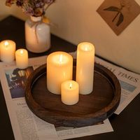 Plateau rond en bois pour bougies, porte-bougie rustique en bois, support de pilier vieilli, base de plateau pour bougies chauffe-plat de style ferme pour salon