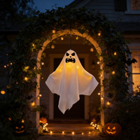Décoration suspendue portable LED lumineuse en tissu fantôme pour Halloween, accessoires effrayants pour bar, maison hantée, aménagement de scène de fête