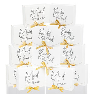 Caja de regalo blanca personalizada, cinta de cartón biodegradable, lazo plegable para fiesta de boda, pastel cosmético, almacenamiento de galletas, embalaje de regalo - Product Image 2