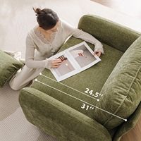 Fauteuil d'appoint moderne du milieu du siècle avec accoudoirs, rangement en mousse, confortable pour salon, 2 coussins décoratifs, design ergonomique, pieds coniques