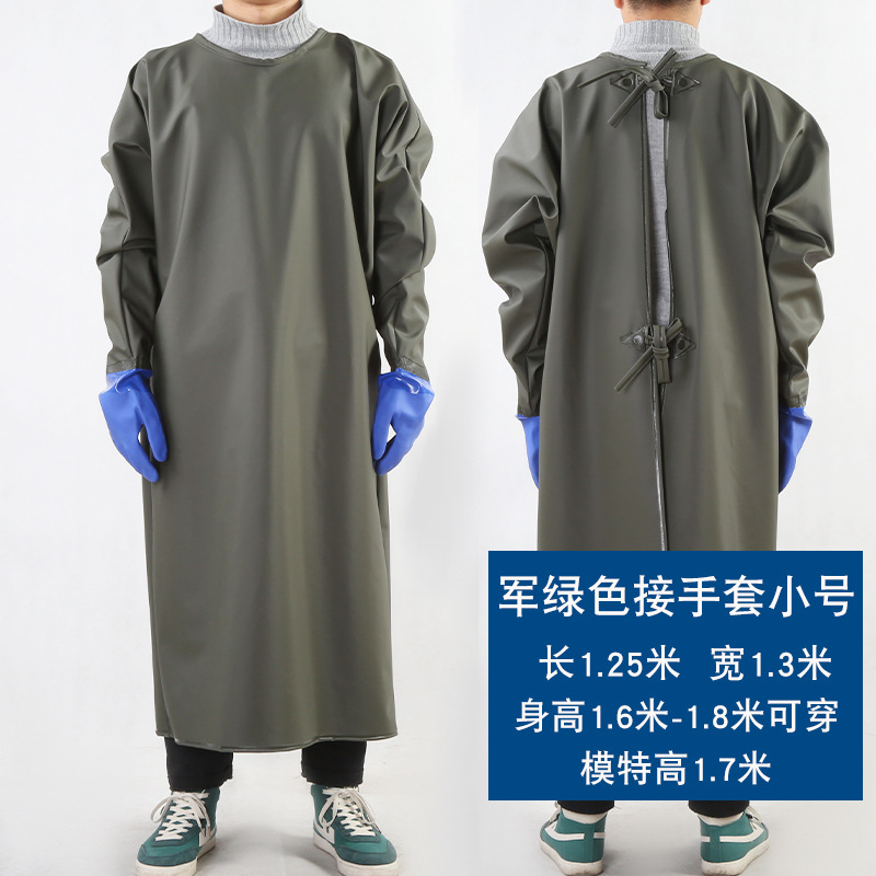 Vert militaire, 1,25 mètre de hauteur, avec gants.