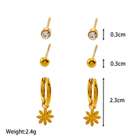 Ensemble de trois pièces de boucles d'oreilles en diamant unique à la mode européenne et américaine bijoux en acier inoxydable pour femmes