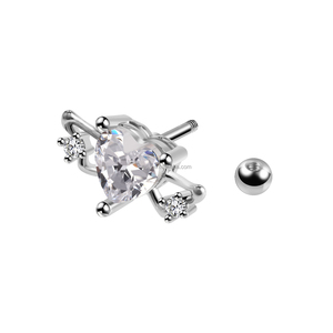 <span class=keywords><strong>Piercing</strong></span> Labret in Acciaio Inossidabile Lucidato a Specchio con Zircone, Gioiello per il Corpo 16G, Orecchino a Cuore da <span class=keywords><strong>Donna</strong></span> per Cartilagine, <span class=keywords><strong>Trago</strong></span> - Product Image 3