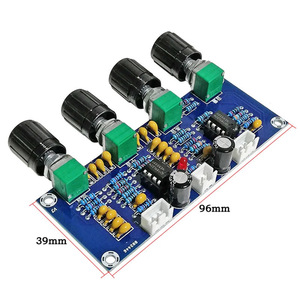 XH-A901 บอร์ดควบคุมเสียง 96 มม.x 39 มม.DC 5V-12V การปรับเสียงเบสและเสียงแหลม PCB MOUNT - Product Image 1
