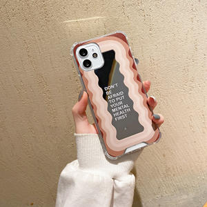 Funda de maquillaje con espejo para chicas, carcasa trasera con diseño rosa ondulado para <span class=keywords><strong>poco</strong></span> <span class=keywords><strong>m3</strong></span>, para iPhone 7, glss templado - Product Image 5