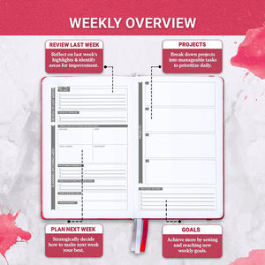 Agenda Classica Quotidiana - Quaderno Planner <span class=keywords><strong>Senza</strong></span> Date - Pianificatore Trimestrale - Lista Oraria - Quaderno per la Pianificazione degli Obiettivi - Product Image 3