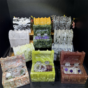 Caja de <span class=keywords><strong>Cristal</strong></span> Hecha a Mano de Estilo Antiguo para Joyas y Bisutería, con Materiales Variados, de la Fábrica Kindfull - Product Image 2