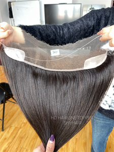 2025 fait à la main pleine dentelle haut délié naturel délié toppers respirant doux suisse dentelle Base cheveux humains toppers - Product Image 5