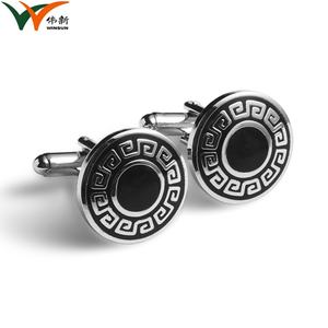 Mancuernillas de camisa de ajuste delgado con logotipo negro de esmalte epoxi suave de diseño redondo simple - Product Image 2