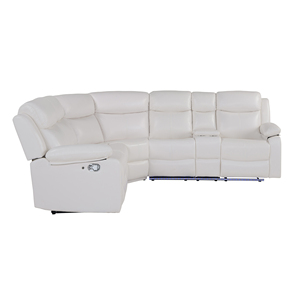 White Right Arm Facing Sectional Sofa Set-Faux Leather <b>Convertible</b> Modern Design for Apartment Living Rooms - Product Image 3