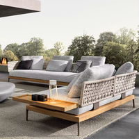 Meubles de jardin modernes et luxueux ensemble de canapés en rotin ensemble de meubles d'extérieur en osier avec coussin canapé en corde