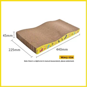 Rascador Grande para Gatos de Cartón Corrugado, Resistente al Desgaste, de Alta Densidad, Amarillo, con Diseño de Dibujos Animados, Cama de Descanso y Almohadilla para Garras - Product Image 1