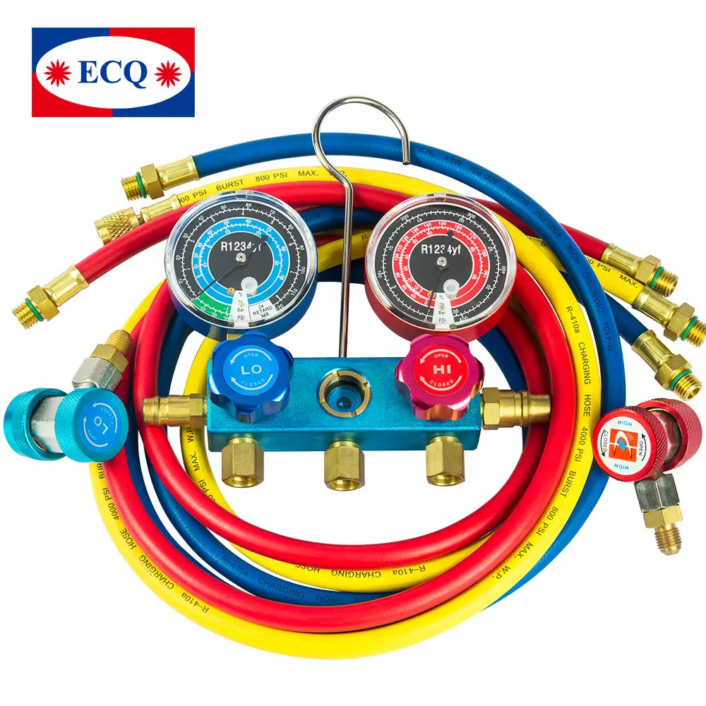 Factory Price Pressure gauges low high precision for R1234yf refrigerant with 3 charging hose manifold gauge set