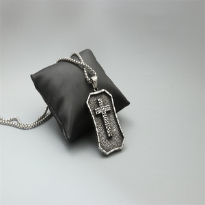 Cracked <b>Cross</b> Pendant Necklace Stainless Steel Unisex Fashion Jewelry Gift - Product Image 4