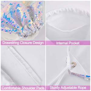 Custom Mermaid Sequin Dance <b>Bag</b> Sports Gym Beach Swim Backpack Birthday Easter Gift <b>Bag</b> Drawstring Backpack Kids Party - Product Image 4