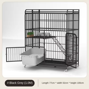 Katlanabilir İç Mekan Metal Kedi Kafesi, Evde Kullanım İçin Tuvaletli, Ekstra Geniş Alanlı, Güçlendirilmiş Kare Boru Çerçeveli - Product Image 6