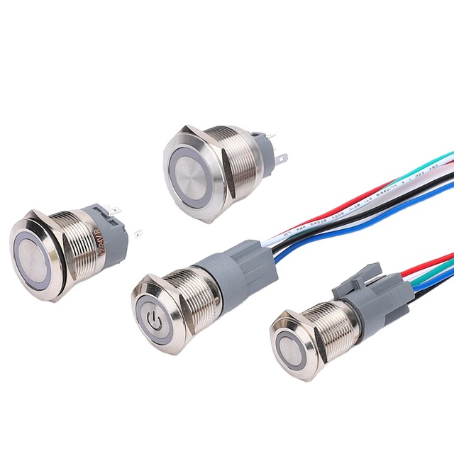 In Stock 3-6V/12-24V/220V Ring Light/Power Light Metal Stop Push Button Switch Button Limit Switch