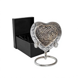 Heart Keepsake Urn for Human Ashes Honor <b>Your</b> <b>Loved</b> One with Life Impression Gold Heart Urn with Brass Stand Memorial Heart Urn - Product Image 1