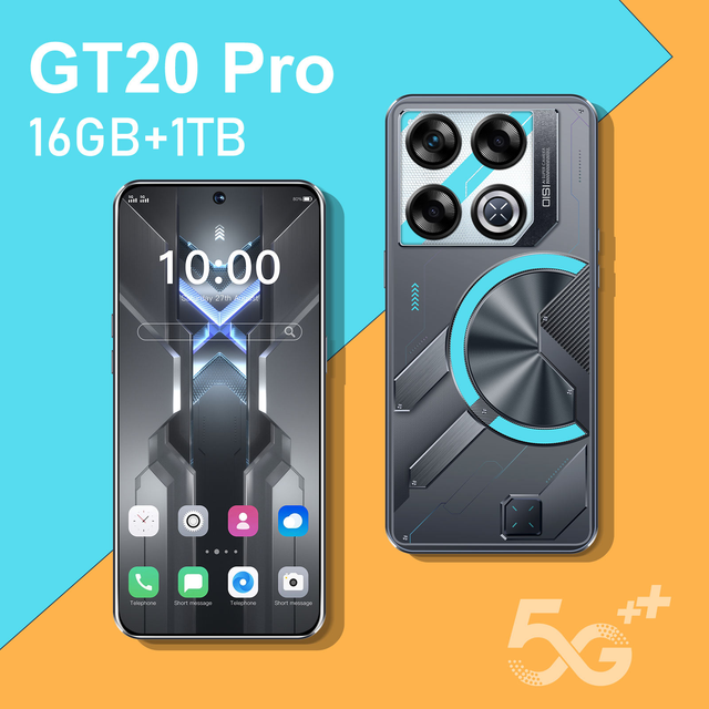 Large Memory 2026 GT20 Pro Gaming Phone Face Recognition Unlock Cheap Wholesale 5G Cellular Mobile Phone GSM Compatible