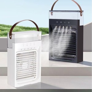 Ventilateur intelligent de bureau avec pulvérisation et lumière, 18x8.5x23cm, blanc et noir, commande mécanique, alimentation électrique, batterie au lithium - Product Image 2