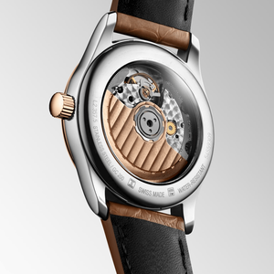 Montre mécanique automatique bicolore avec chiffres arabes, bracelet en cuir véritable, verre saphir, Longinesing - Product Image 6