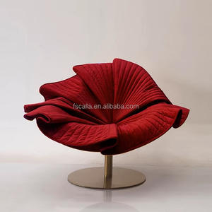 Chaise pivotante en tissu <span class=keywords><strong>de</strong></span> fleurs en velours moderne <span class=keywords><strong>de</strong></span> design créatif italien Villa Chaises à pétales simples pour salon Meubles - Product Image 1