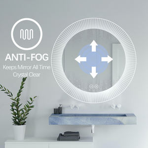 Miroir de salle de bain rond à LED avec éclairage frontal, interrupteur tactile, cadre en acrylique intelligent, éclairage réglable, anti-buée, diamètre 76 cm, vente en gros - Product Image 4