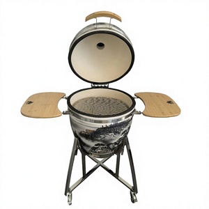 Barbecue fumoir en céramique au charbon de bois Kimstone 26 pouces <span class=keywords><strong>Kamado</strong></span> <span class=keywords><strong>Joe</strong></span>, peint à la main, pour l'extérieur, idéal pour les barbecues familiaux - Product Image 1
