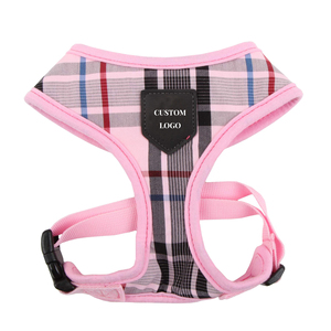 Arnés para perros ajustable personalizado de fábrica Patrón a cuadros Cinturón de pecho de color sólido Arnés para mascotas para perros de todos los tamaños - Product Image 2