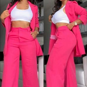 I-0591 Nuevo Estilo Europeo Americano, Conjunto de Blazer de 2 Piezas para Mujer, Color Sólido, Manga Larga, Botones, Solapa Corta, Cuello en V - Product Image 1