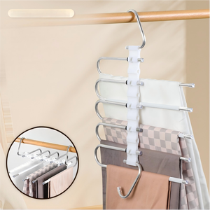 מתלה מתקפל נירוסטה 5 שכבות לחיסכון במקום לארגון מכנסיים, ג'ינס, צעיפים ועוד בארון - Product Image 5