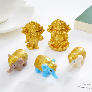 Escultura de Resina Hecha a Mano del Dios Elefante Indio en Miniatura, Figura Dorada del Dios Ganesha, Adornos para la Decoración del Hogar, Jardín y Automóvil - Product Image 2