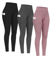 Leggings aderenti a vita alta da donna neri con pantaloni da yoga tascabili