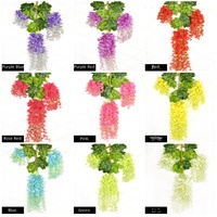 Fleurs artificielles de glycine en soie, longues guirlandes faites à la main, style réaliste et naturel, décorations murales et suspendues au plafond pour mariage
