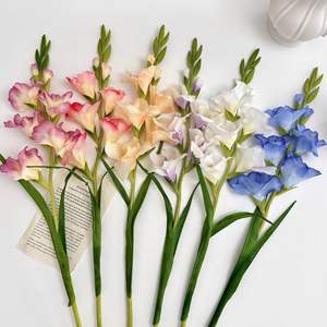 Arrangement floral artificiel en soie Gladiolus, haute simulation, ornements décoratifs pour mariage et décoration intérieure - Product Image 4